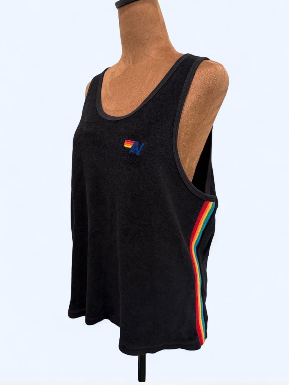Aviator Nation Terry Cloth Rainbow Side Stripe Tank Top M